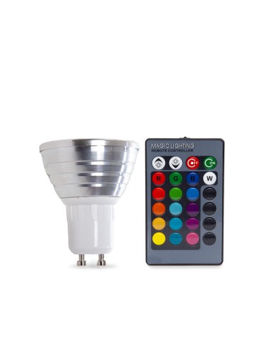 Ampoule LED GU10 3W RVB Télécommande 40.000H [PL187220-GU10]