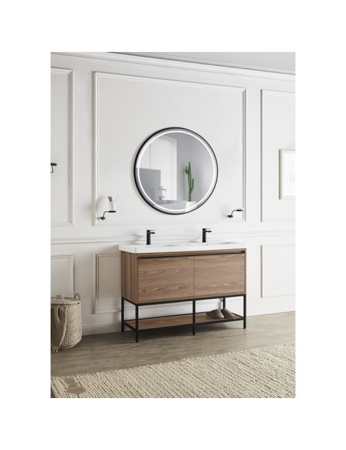 Miroir Salle de bain éclairée \"Alemania\" Ø90Cm BlancBlanc froid/jour/chaud Sensor Désembuage/On-Off Dimmable Cadre [LIMEX-