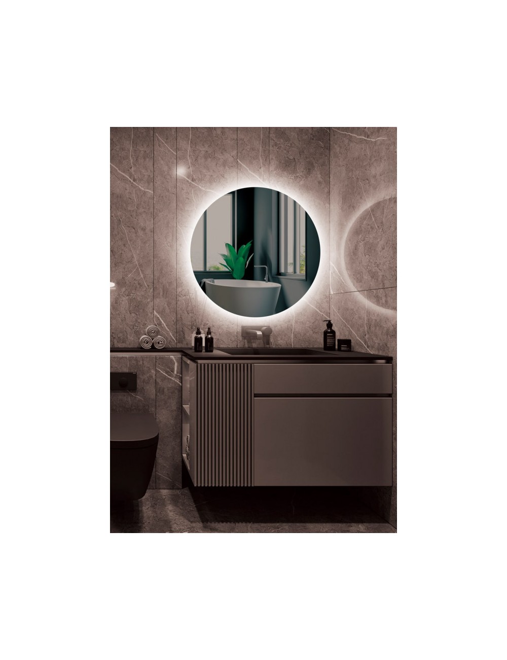 Miroir Salle de bain éclairée \"Lisboa\" Ø80Cm Blanc Froid Sensor Désembuage/On-Off [LIMEX-LISB002/80]