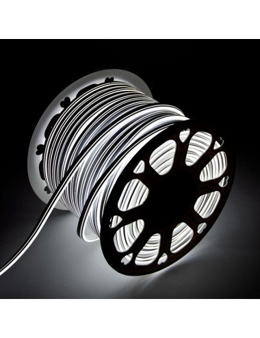 Tuyau LED \"Neon Flex\" 6W 6000ºK 24V 8x18mm Double 120xSMD2835 6W/M x1M 40.000H - Coupé 5CM[WR-NS-PVC-8x18D-220-5CM-CW]-Blanc