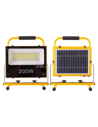 Projecteur solaire à LED 200W 6500K Panneau : 6 V/12 W Batterie : 7,2 V/18 000 MaH Télécommande [WR-KFL-E-200W]