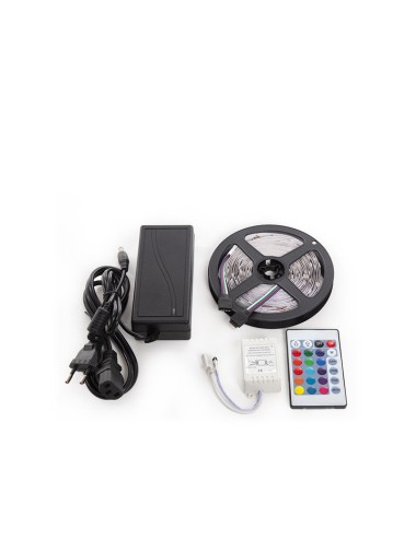 Kit Bande 36W 1.500Lm 150 LEDs RVB Blister Transformateur, Controlateur, Télécommande IP25 40.000H [GR-BLISRVB36W]