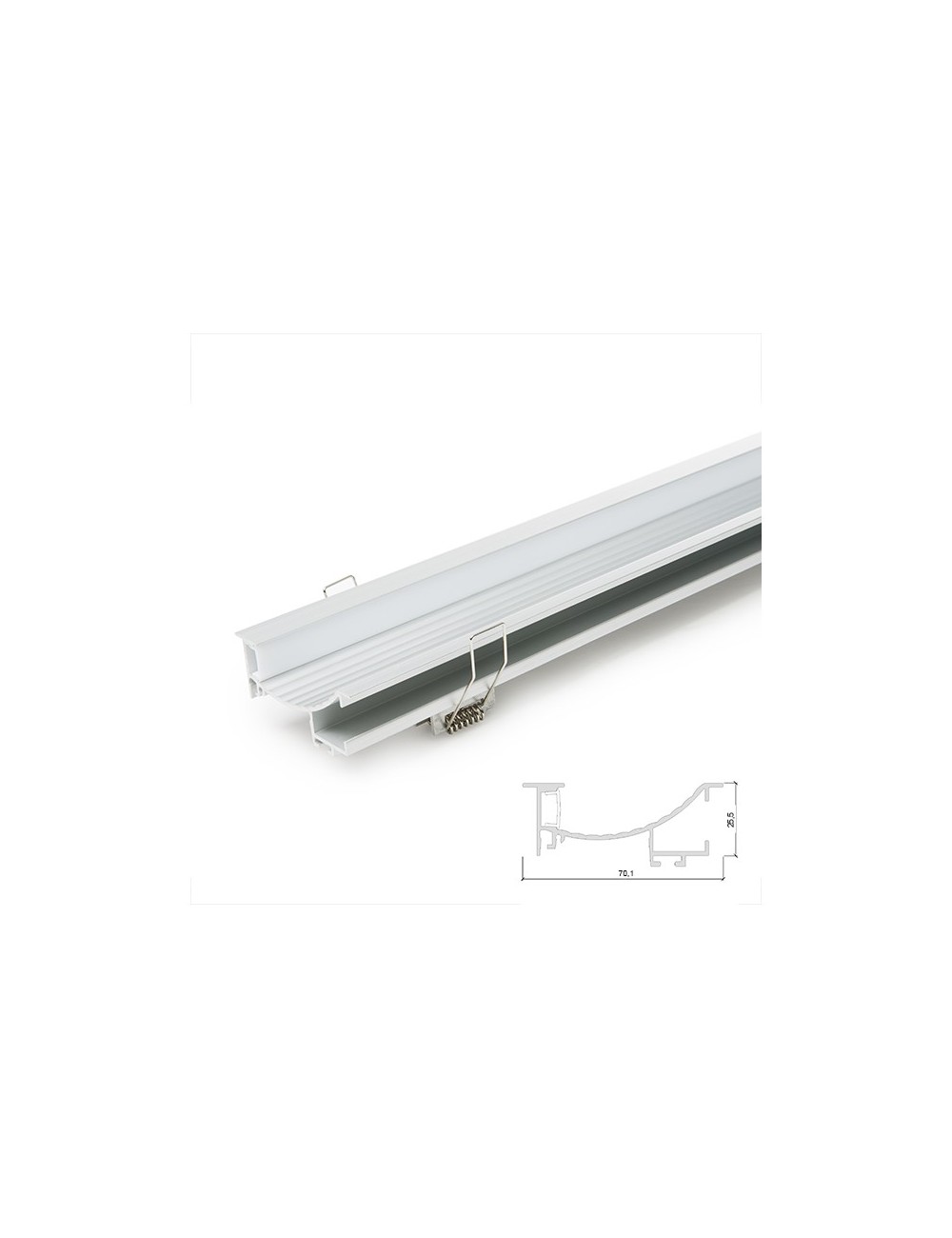 Profil Aluminium Pour Bande LED Installation Escaliers - Diffuseur laiteux  x 1M