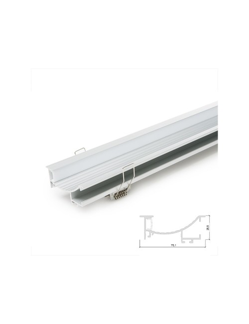 Profil Aluminium Pour Bande LED Installation Escaliers - Diffuseur laiteux  x 1M