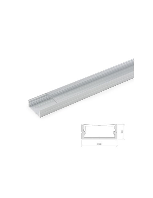 Profil Aluminium Pour Bande LED Double - Diffuseur laiteux x 2M