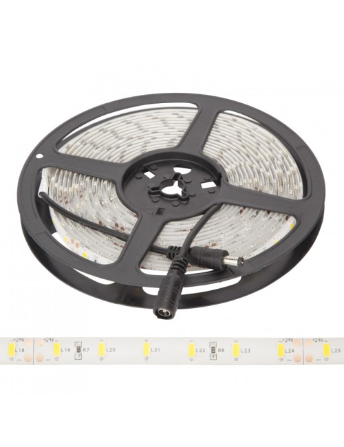 Bande de 300 LEDs 70W 7.000Lm 6000ºK SMD5630 24VDC IP65 x5M 40.000H [GR-RDT5630-60-24-IP65-CW]-Blanc Froid
