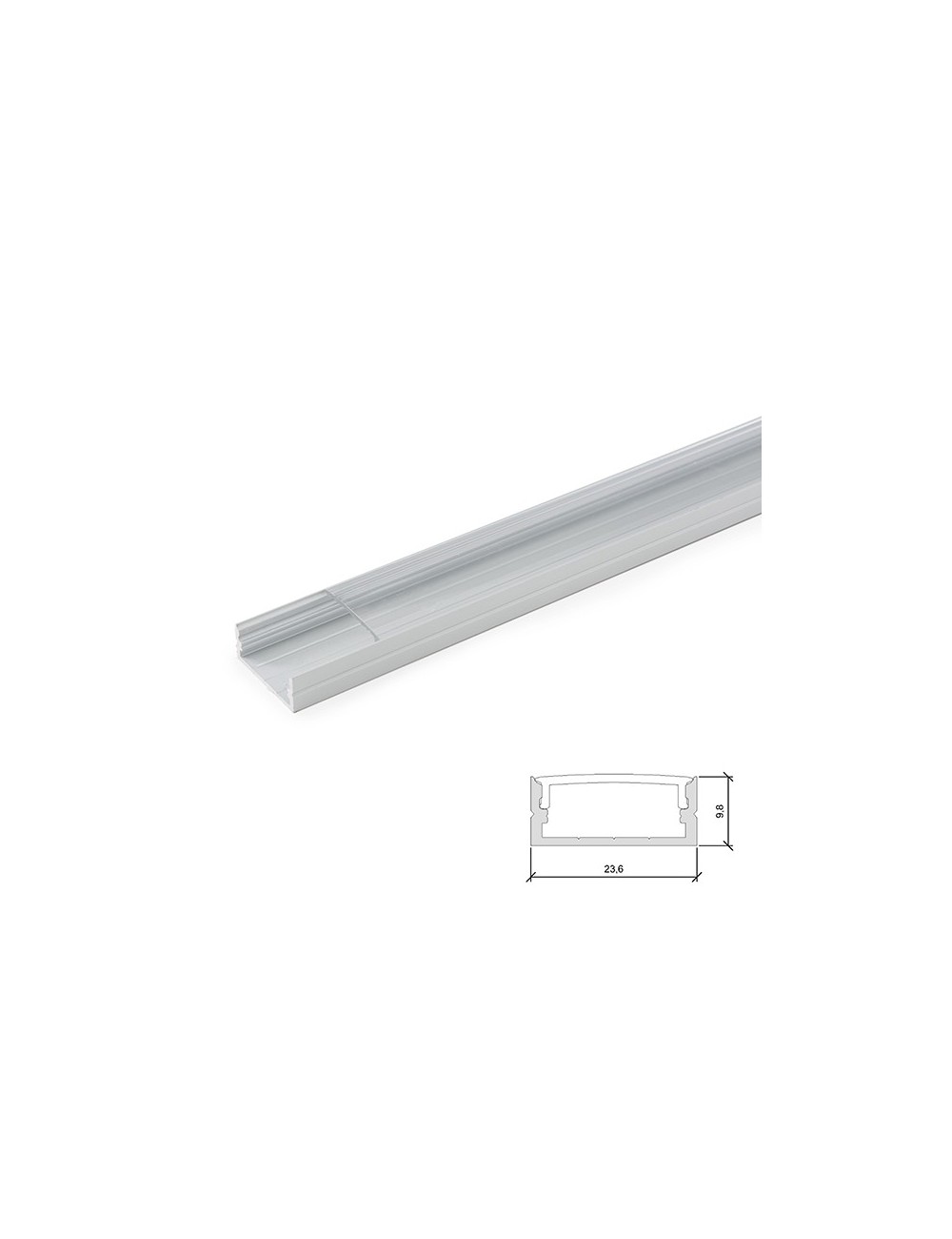 Profil Aluminium Pour Bande LED Double - Diffuseur Transparent x 2M