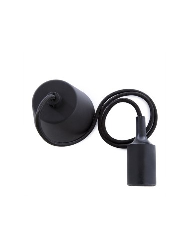 Support de Lampe E27 Câble - Rosette Noir