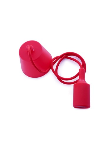 Support de Lampe E27 Câble - Rosette - Couleur Rouge