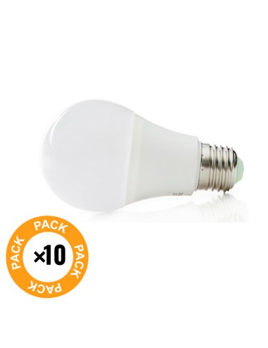 Pack 10 Ampoules LEDs Sphérique Aluminium/PC E27 9W 810Lm 40.000H