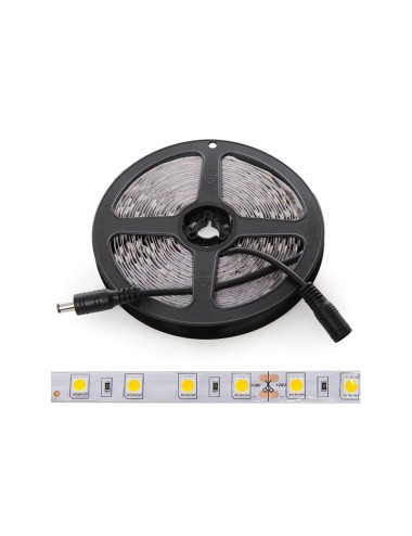 Bande de 300 LEDs 60W 7.000Lm 6000ºK SMD5050 24VDC IP25 x5M 40.000H [CA-5050-60-24-CW]-Blanc Froid