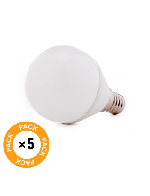 Pack 5 Ampoules LED E14 5W 410Lm 6000ºK 40.000H [HO-P45-E14-5W-RC-CW-PK5-AP]