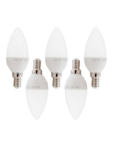 Pack 5 Ampoules LED E14 5W 410Lm 6000ºK 40.000H [HO-C37-E14-5W-RC-CW-PK5-AP]