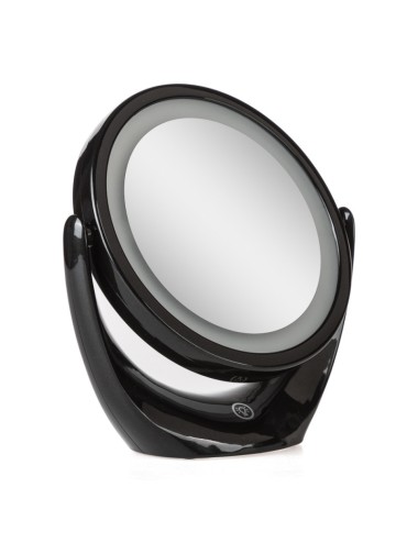 Miroir de maquillage éclairé LED 4200ºK  Ø14,2Cm Rechargeable-Ajustable Noir 40.000H [SUN-ESLED-01-B]