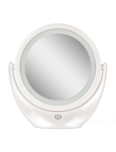 Miroir de maquillage éclairé LED 4200ºK  Ø14,2Cm Rechargeable-Ajustable Blanc40.000H [SUN-ESLED-01-W]