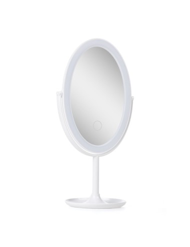 Miroir de maquillage éclairé LED 4200ºK  Ø14,5Cm Rechargeable-Ajustable Blanc40.000H [SUN-ESLED-02-W]