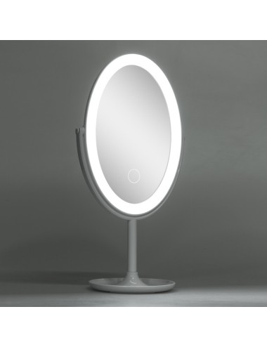 Miroir de maquillage éclairé LED 4200ºK  Ø14,5Cm Rechargeable-Ajustable Blanc40.000H [SUN-ESLED-02-W]