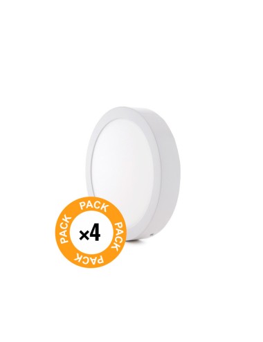 Pack 4 Plafonniers LED 20W 1.800Lm 6000ºK Monté En Surface 40.000H [PE-2011P4-CW]