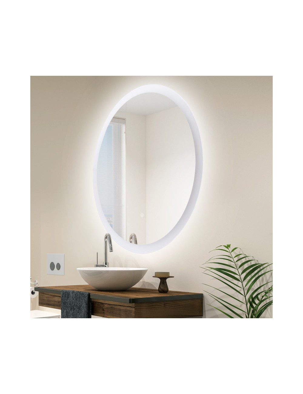 Miroir Salle de bain éclairée LED 15W 4200ºK  Ø80Cm Commutateur Tactile Dimmable Anti Vaho 40.000H [SUN-SYJ-16310A]