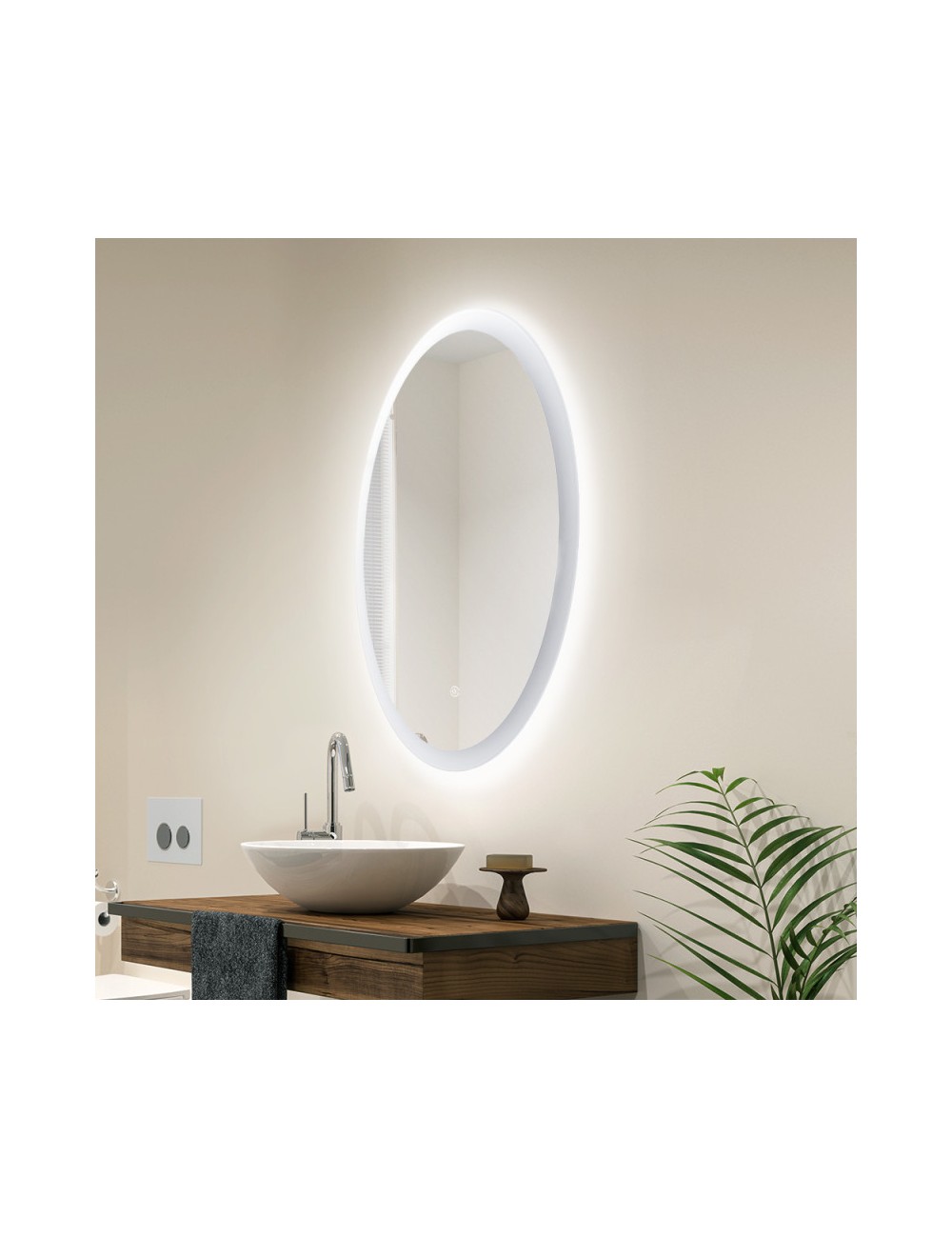 Miroir Salle de bain éclairée LED 15W 4200ºK 60x80Cm Commutateur Tactile Dimmable Anti Vaho 40.000H [SUN-SYJ-16305A]