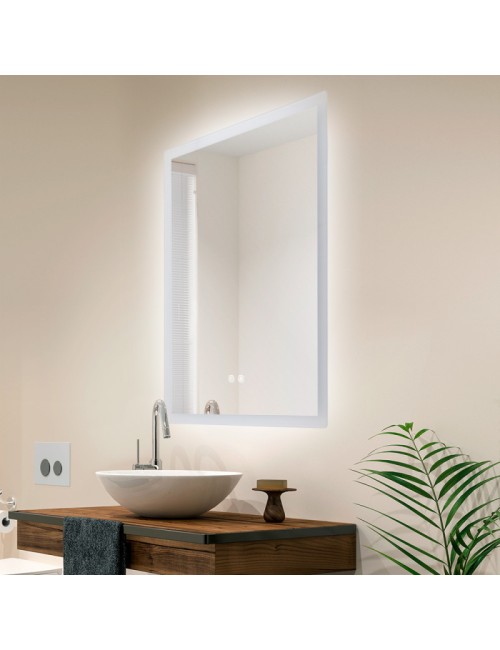 Miroir Salle de bain éclairée LED 15W 4200ºK 60x80Cm Commutateur Tactile Dimmable Anti Vaho 40.000H [SUN-SYJ-16302A]